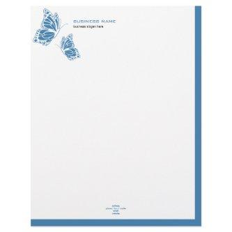 Butterfly Blue & White Elegant Modern Simple 2 Letterhead