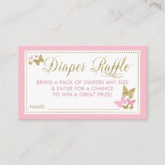 Butterfly Diaper Raffle Ticket, Pink Gold