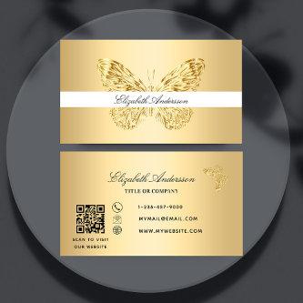 Butterfly gold QR code elegant script