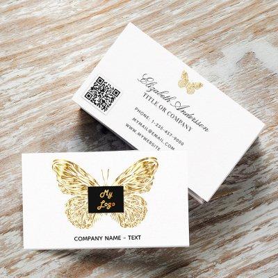 Butterfly gold white logo elegant QR code