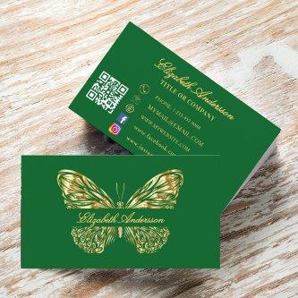 Butterfly green gold QR code script