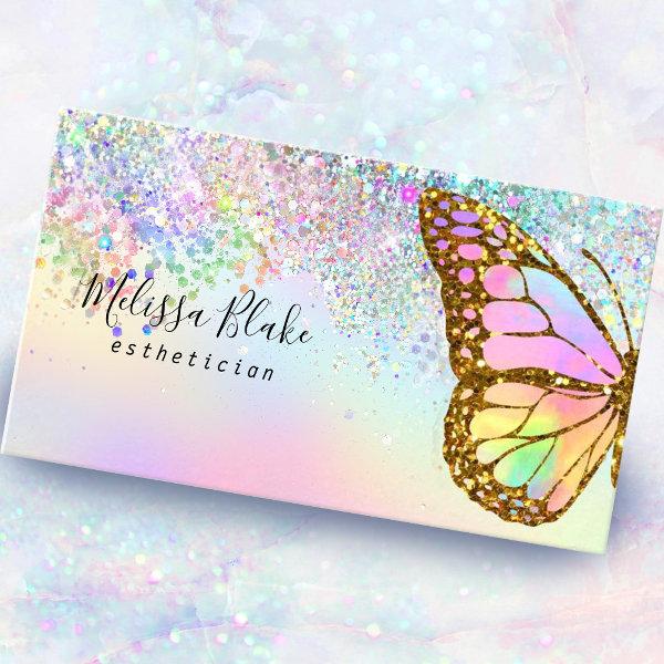 butterfly logo faux pastel glitter