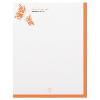 Butterfly Orange & White Elegant Modern Simple 2 Letterhead