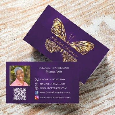 Butterfly purple gold QR code photo