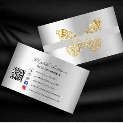 Butterfly silver gold QR code