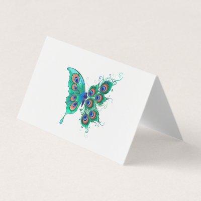 Butterfly with Green Peacock Feathers