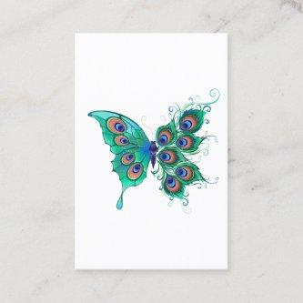 Butterfly with Green Peacock Feathers