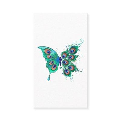 Butterfly with Green Peacock Feathers