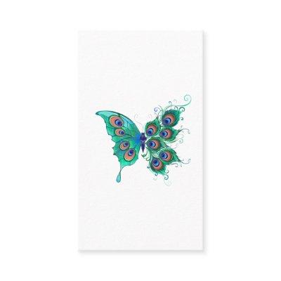 Butterfly with Green Peacock Feathers Discount Card