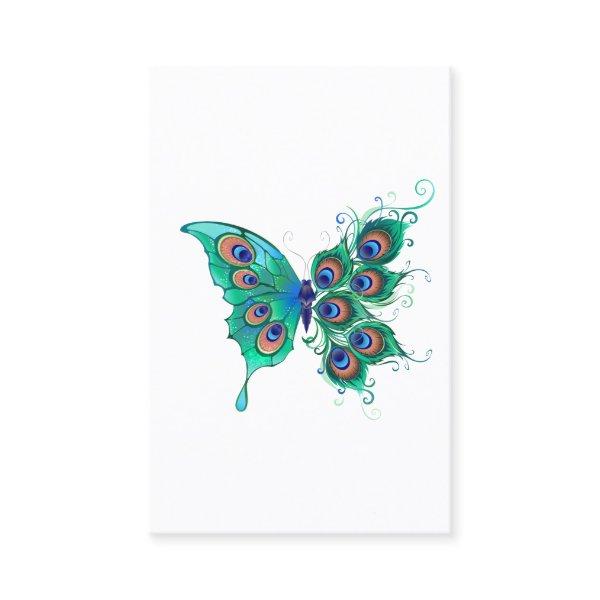 Butterfly with Green Peacock Feathers Discount Card