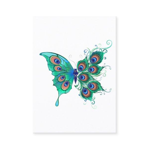 Butterfly with Green Peacock Feathers Discount Card