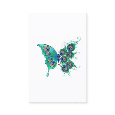 Butterfly with Green Peacock Feathers Loyalty Card