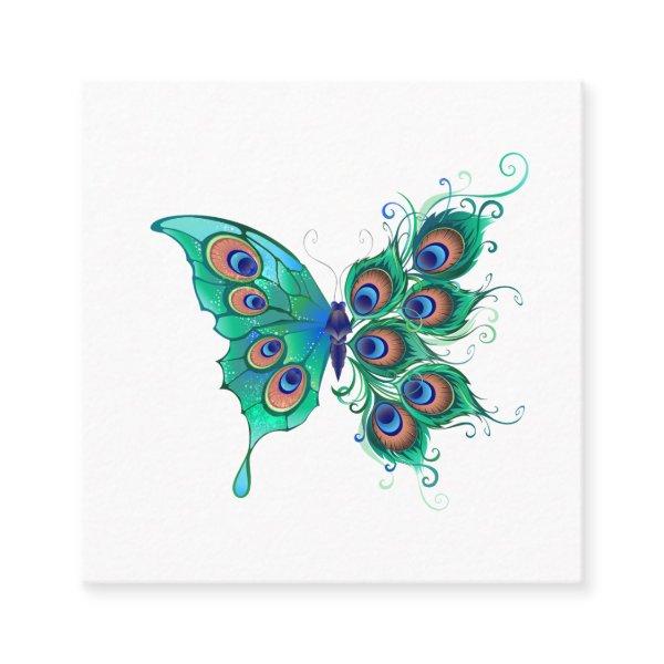 Butterfly with Green Peacock Feathers Referral Card