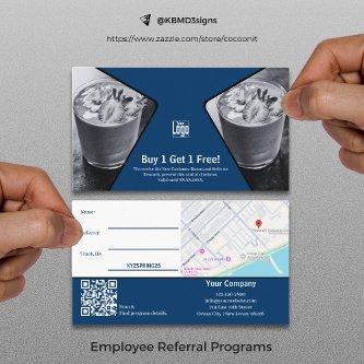 Buy 1 Get 1 Free Blue White Black Employee Reward Referral Card