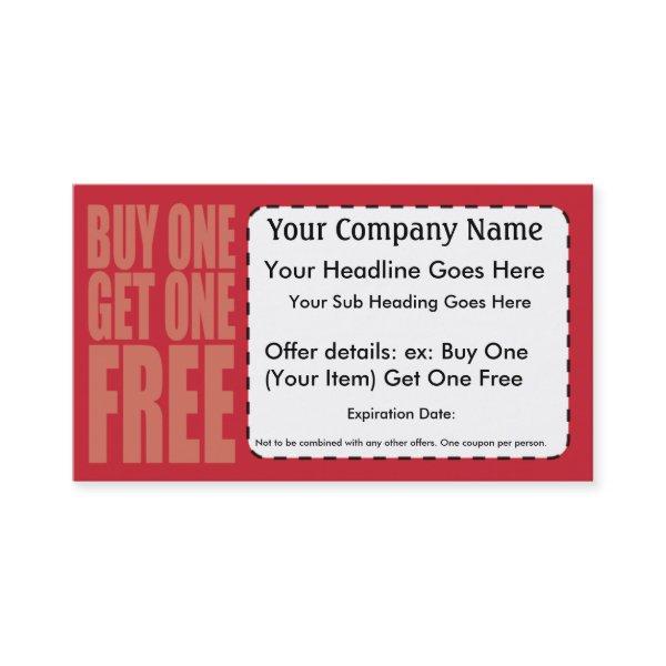 Buy 1 Get 1 Free Coupon Card