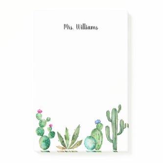 Cactus Garden Personalized Teacher Post-it Notes