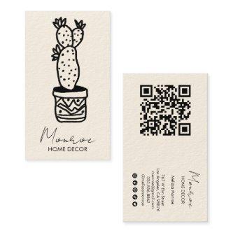 Cactus Illustration Fun Boho Cute QR Social Icons