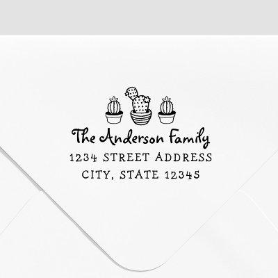 Cactus Personalized Family Name Return Address Self-inking Stamp