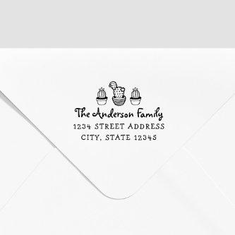 Cactus Personalized Family Name Return Address Self-inking Stamp