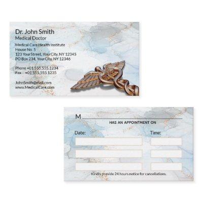 Caduceus Copper Rose Gold Medical Luxury Marble Appointment Card