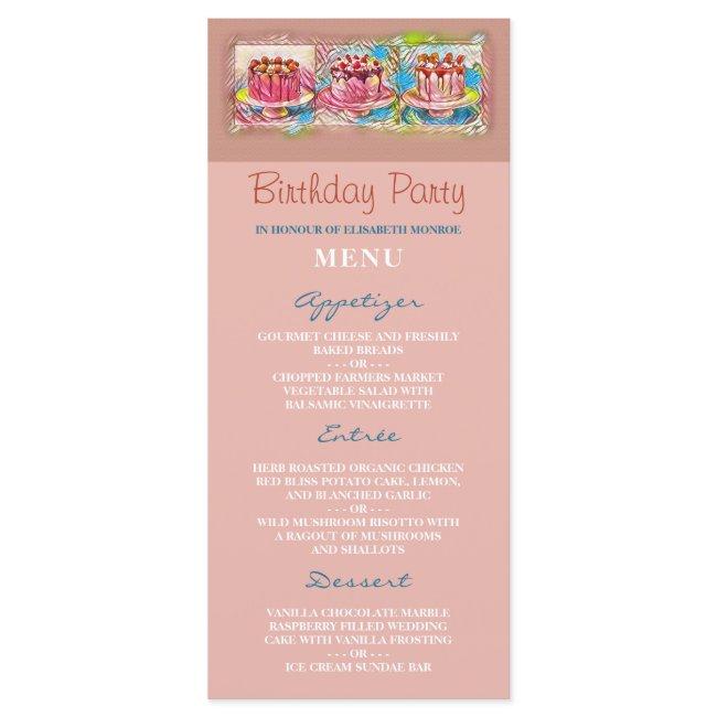Cake Art Peach Birthday Party Menu
