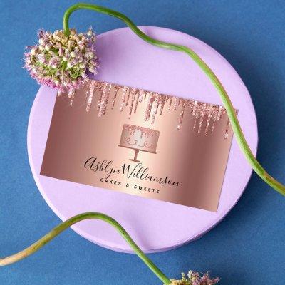 Cake Bakery Rose Gold Copper Glitter Drips Pastry