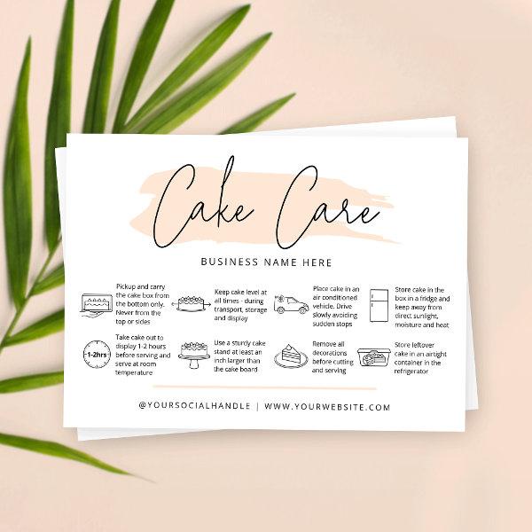 Cake Care Instructions Light Soft Beige Watercolor