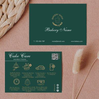 Cake Care Instructions Qr Code Add Your Logo Green Note Card