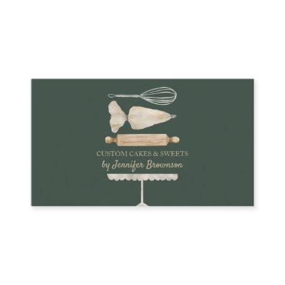 Cake Decoration Bakery Utensils sage green gold