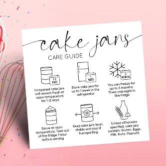 Cake Jar Care Instructions Minimal Cake Bakery Square