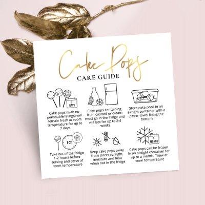 Cake Pops Care Guide White & Gold Modern Bakery Square