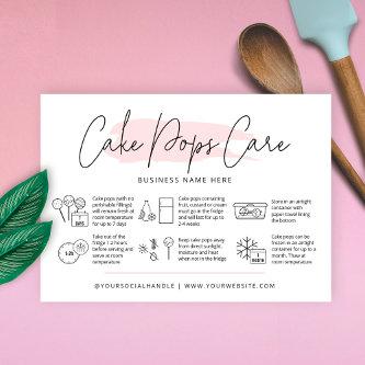 Cake Pops Care Instructions Blush Pink Watercolor