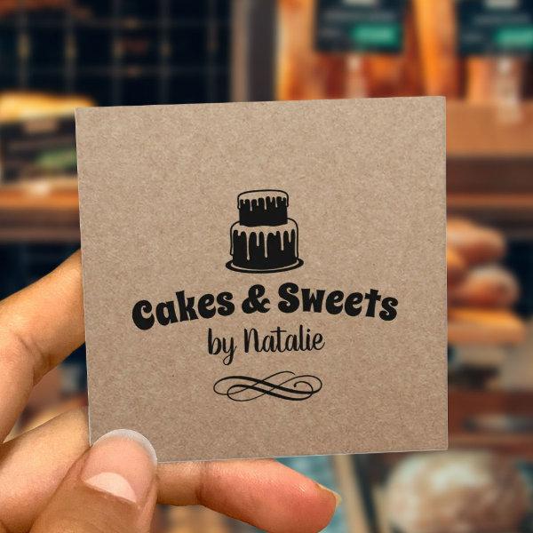 Cakes & Sweets Cupcake Home Bakery Rustic Kraft Square