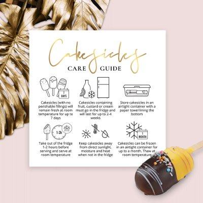 Cakesicles White & Gold Modern Bakery Care Guide Square