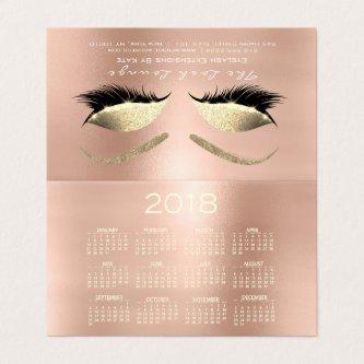 Calendar 2018 Beauty Studio Lashes Pink Rose Eyes