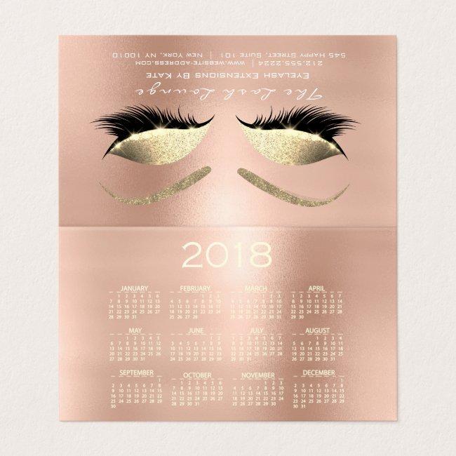 Calendar 2018 Beauty Studio Lashes Pink Rose Eyes