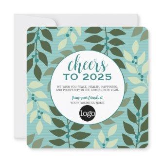 Calendar, Logo - Cheers - Aqua and Green Business Holiday Card