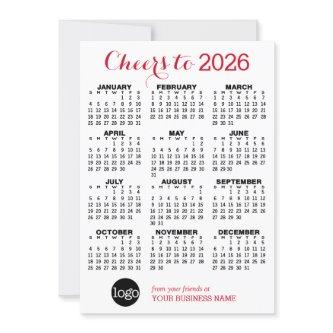 Calendar Red White Business Logo Holiday Card