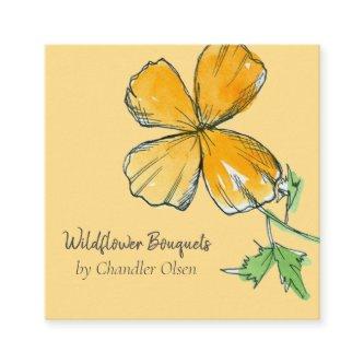 California Poppies Wildflower Watercolor Orange Square