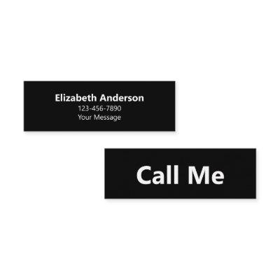 Call Me Black & White Name Message Phone Number Mini