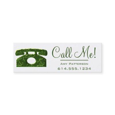 Call Me! Green Telephone Dating Profile Cards