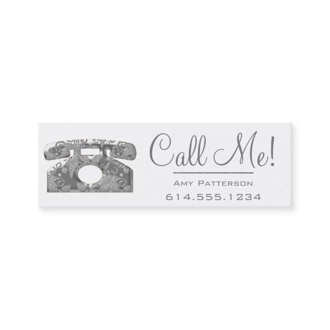 Call Me! Silver Telephone Dating Profile Cards