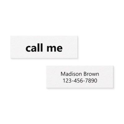 Call Me White and Black Your Name Phone Number Mini