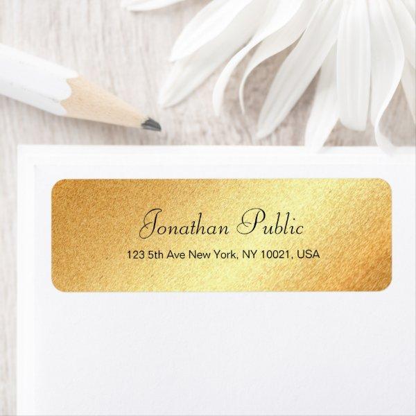 Calligraphed Faux Gold Elegant Modern Hand Script Label