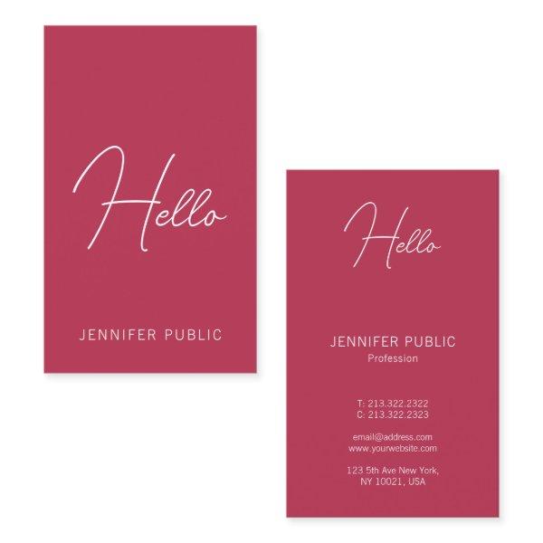 Calligraphed Hello  Modern Vertical