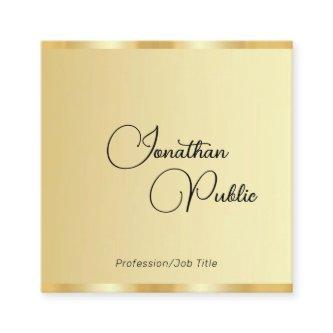 Calligraphed Script Faux Gold Template Modern Square