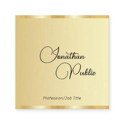 Calligraphed Script Faux Gold Template Modern Square