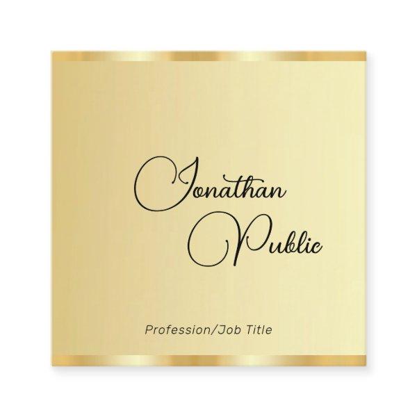 Calligraphed Script Faux Gold Template Modern Square