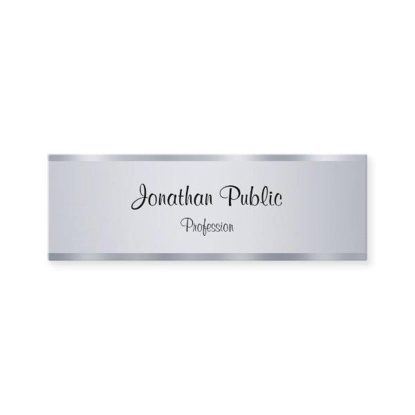 Calligraphed Script Silver Template Elegant Modern Mini
