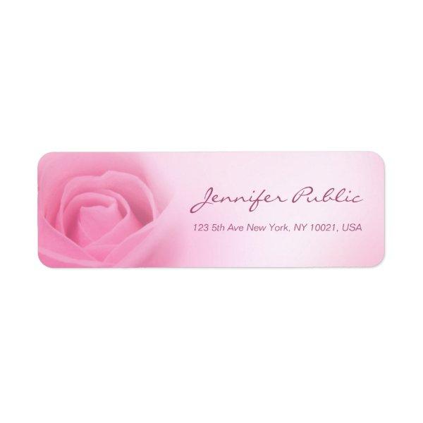 Calligraphed Script Template Modern Pink Rose Label